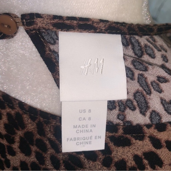 H&M Leopard Print Long Sleeve MIDI Dress - Picture 2 of 4